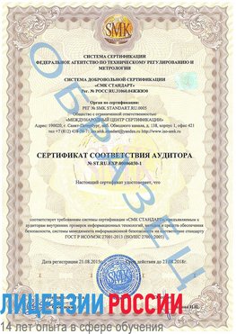Образец сертификата соответствия аудитора №ST.RU.EXP.00006030-1 Солнечногорск Сертификат ISO 27001